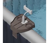 Soporte para teléfono 3 en 1 con portavasos, ajustable, para spas al aire libre, jacuzzis, piscinas inflables, soporte para teléfono, soporte para bebidas, bandeja de serpiente, mesa, accesorio para piscina gris