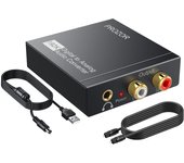 Convertidor óptico digital a analógico PROZOR de 192 KHz con miniconector DAC compatible con HD 3,5 mm PS4, XBox, DVD, etc. negro