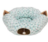 Cama túnel para gatos con tapete, diseño de corazón, redonda, plegable, de 3 vías, con pelota de juego.