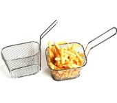 Mini patatas fritas de acero inoxidable, patatas fritas, cesta para freidora de cocina, herramienta de cocina plata