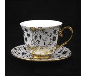 Taza y plato de café de lujo europeo, juego de dos piezas de Taza de cerámica pintada en oro, taza de agua, taza de té de flores, taza para leche