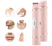 Depiladora eléctrica para mujeres, recortadora de vello corporal, bikini, cara, labios, piernas, afeitadora depiladora para mujeres color rosa