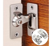 Pestillo de puerta en ángulo recto de 90 grados, de acero inoxidable, para ventana, armario, hebilla, cerradura para puerta corrediza de granero con tornillos, herrajes para el hogar plata