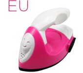 Mini plancha eléctrica portátil para manualidades, almohadilla de costura para ropa, plancha eléctrica para el hogar, pegatinas de nombre DIY, pegatinas de tela EU color rosa