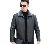 Chaqueta de piel integrada para hombre, nuevo estilo, solapa de piel de oveja, chaqueta de cuero genuino, chaqueta de cuero engrosada para hombre, abrigo de invierno M negro