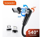 Toocki Cable magnético de carga rápida Micro USB tipo C Cable para iPhone Samsung Xiaomi Magnet Charger Cable de cable de datos del teléfono móvil Micro Plug-0.5M negro