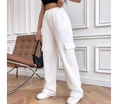 Pantalones de pierna recta y ancha informales de color liso para otoño e invierno para mujer S negro