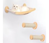Hamaca para gatos montada en la pared, escalada con postes rascadores, juego de 3 piezas