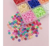 Kit para hacer suministros para fiestas en casa, 2400 piezas/caja, cuentas sueltas de arcilla suave, cuentas de joyería de 6 mm Style1