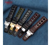 Pulsera de cuero genuino para Tissot Sports Racing Series PRS516 T91 1853 Correa de reloj de piel de vaca de capa superior de 20 mm para correa de reloj Chopin black buckle