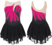 Disfraz de patinaje artístico para niños y niñas, tutú de Ballet de danza sin mangas con diamantes de imitación brillantes, vestido de leotardo para actuación de gimnasia rítmica 5-6 Years blanco