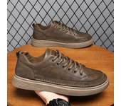 Zapatillas de deporte clásicas para hombre, zapatos informales sin cordones con plataforma, zapatillas de cuero para hombre, nuevos zapatos planos cómodos, mocasines de primavera para hombre 6.5 negro