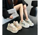 Verano 2024 Nueva Moda Verano Mujer Zapatos Casuales Para Mujer Zapatillas De Plataforma Mujer Con Cordones Tenis Zapatos De Diseñador 36 color rosa