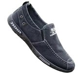 Zapatos planos informales para hombre, zapatillas de lona vaquera sin cordones, calzado informal para hombre, calzado transpirable para hombre, zapatillas planas para primavera y otoño 39 azul