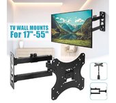 Soporte de pantalla giratorio retráctil de 17-55 pulgadas, brazo doble de 180 grados, movimiento completo, soporte de pared de TV, soporte de Plasma