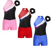 Leotardos de gimnasia sin mangas para niñas con pantalones cortos y banda para el pelo, ropa de baile para bicicleta de Ballet y danza 7-8 Years color rosa