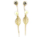 Les Trésors De Lily [N3674] - Pendientes con contorno de lóbulo 'Navajo' en marfil dorado