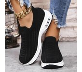 Zapatos deportivos para mujer, zapatos de malla transpirables con cuña para correr, zapatos vulcanizados ligeros sin cordones para primavera y otoño para mujer 36