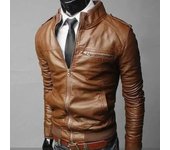 Chaqueta ajustada abrigo ropa de calle Cool hombres moda cuero para hombre chaquetas de invierno cuello otoño prendas de vestir delgadas XXXL negro
