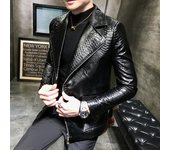 Hombres Otoño Diseño Biker Color Sólido Casual Serpiente Chaqueta De Cuero Abrigo PU Chaquetas De Cuero Hombres Estilo Británico Hombres Motocicleta Vintage M