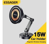 Essager Soporte magnético para teléfono de coche inalámbrico, cargador ajustable de 15W para iPhone 15Pro Max Samsung, soporte Universal para teléfono Only Magnetic Verson negro