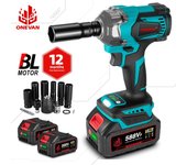 ONEVAN-llave eléctrica sin escobillas de 1200 Nm, llave de impacto inalámbrica DTW500, destornillador eléctrico, herramienta eléctrica para batería Makita de 18V 2 Battery Set