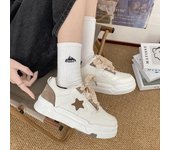 Zapatillas de deporte con estampado de estrellas para mujer, nuevas zapatillas de deporte casuales ligeras con cordones y suela suave a juego de colores para primavera 35