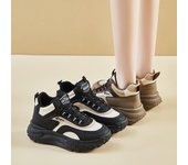 Zapatillas deportivas para mujer, informales, antideslizantes, con plataforma gruesa, con cordones, para caminar, cómodas zapatillas deportivas de piel sintética para mujer 35 caqui