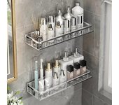 1 estante de ducha rectangular, estante de baño de aluminio espacial, estantes flotantes, estante de almacenamiento montado en la pared 30cm