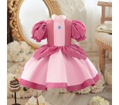 Vestido de bautizo con mangas abullonadas de la princesa Brigitte de Super Mario para niñas de un año 110cm