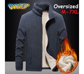 Sudadera deportiva de terciopelo grueso de gran tamaño para hombre, ropa térmica, chaqueta polar, cortavientos, abrigo cálido para exteriores para otoño e invierno M gris