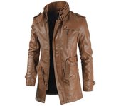 Chaqueta de alta calidad para hombre, abrigo cortavientos de calle, ropa de cuero para hombre, chaqueta gruesa de lana, chaqueta informal para hombre de PU Asia L