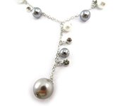 Les Trésors De Lily [J6288] - Collar 'Sissi' gris marfil gris
