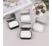 Caja de lata de acuarela vacía portátil, 12/24 cuadrículas, mini paleta de pintura de acuarela, bandeja de pintura para viajes, suministros de arte 12 grids blanco