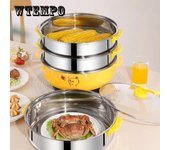 Vaporera eléctrica multifuncional para el hogar, bollos al vapor de verduras al vapor, vaporera eléctrica multicapa pequeña