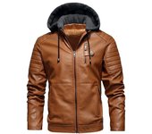 Chaqueta de PU cálida con capucha gruesa y acolchada para otoño e invierno para hombre, talla grande, ropa de abrigo informal 5XL