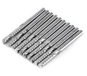 10 fresas de carburo de tungsteno de una sola flauta de 3,175 x 15 mm para corte de madera y acrílico.
