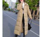 Moda mujer ocio invierno nueva chaqueta acolchada de algodón chaqueta acolchada de algodón gruesa alargada delgada M caqui
