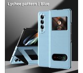 Funda de cuero plegable anticaídas para Samsung Galaxy Z Fold4, Fold4, Fold3, Fold2, Fold3, 2, 5G, funda protectora antihuellas for Samsung Z Fold 4 azul
