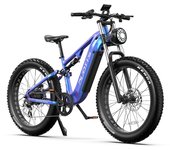 Bicicleta de montaña eléctrica DUOTTS E26 de 26 pulgadas con neumáticos anchos, motor de 750 W, batería de 48 V y 20 Ah púrpura/verde