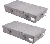 Caja de almacenamiento con tapas, armario plegable, manta, juguetes, contenedores de almacenamiento de tela 2 pack gris