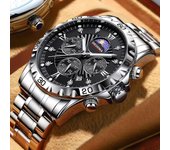 Nuevos relojes para hombre, relojes de cuarzo de marca de lujo para hombre, relojes de pulsera deportivos a prueba de agua, cronógrafo con fecha, reloj para hombre rojo