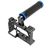 Jaula para cámara de aleación de aluminio Jaula para cámara de vídeo con asa superior Montaje con zapata fría de 1/4 pulgada y 3/8 pulgada azul