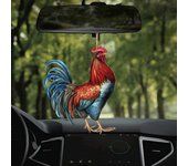 Colgante acrílico de gallo de dibujos animados, lindo adorno colgante para árbol de Navidad, adorable decoración navideña para gallo