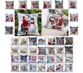 Funda de almohada de terciopelo de piel de melocotón bastante gruesa funda de almohada estampada con patrón navideño 45*45cm