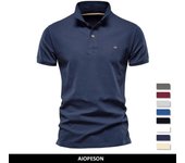 AIOPESON, Polo 100% de algodón para hombre, camisas informales de manga corta de Color sólido, camisas de marca para hombre, Polos de calle de alta calidad para verano para hombre L amarillo
