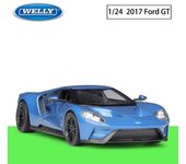 Welly-Coche en miniatura de aleación Ford GT a escala 1/24, vehículos de juguete de Metal fundido a presión, modelo de coche, colección de alta simulación, regalos para niños, 2017 1/24-19.9x8.4x4.5cm azul