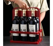 Estante de exhibición portátil para vino, plegable, de plástico, para vasos de cerveza, para bar, fiestas, whisky, cubo de almacenamiento para champán, ecológico rojo