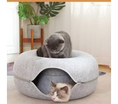 Cama túnel para gatos de interior, juguete para gatos, Donut, cama para gatos, diseño duradero de doble función, rasguño 50cm-S gris oscuro