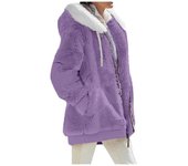 Abrigo de invierno a la moda para mujer, nueva chaqueta informal con capucha y cremallera, ropa de mujer de Cachemira para otoño, chaqueta polar para mujer, abrigos de Color sólido para mujer S blanco
